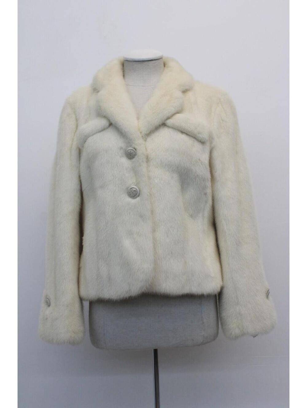 SHOWROOM NEW CANADIAN WHITE MINK FUR JACKET COAT WOMEN WOMAN SIZE 4 PETITE